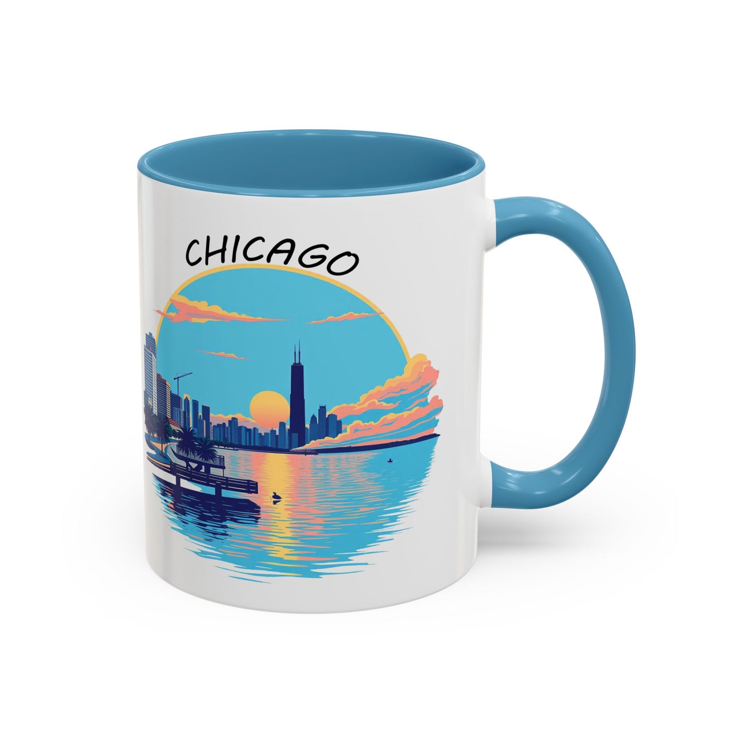 Retro Chicago Sunset Accent Coffee Mug
