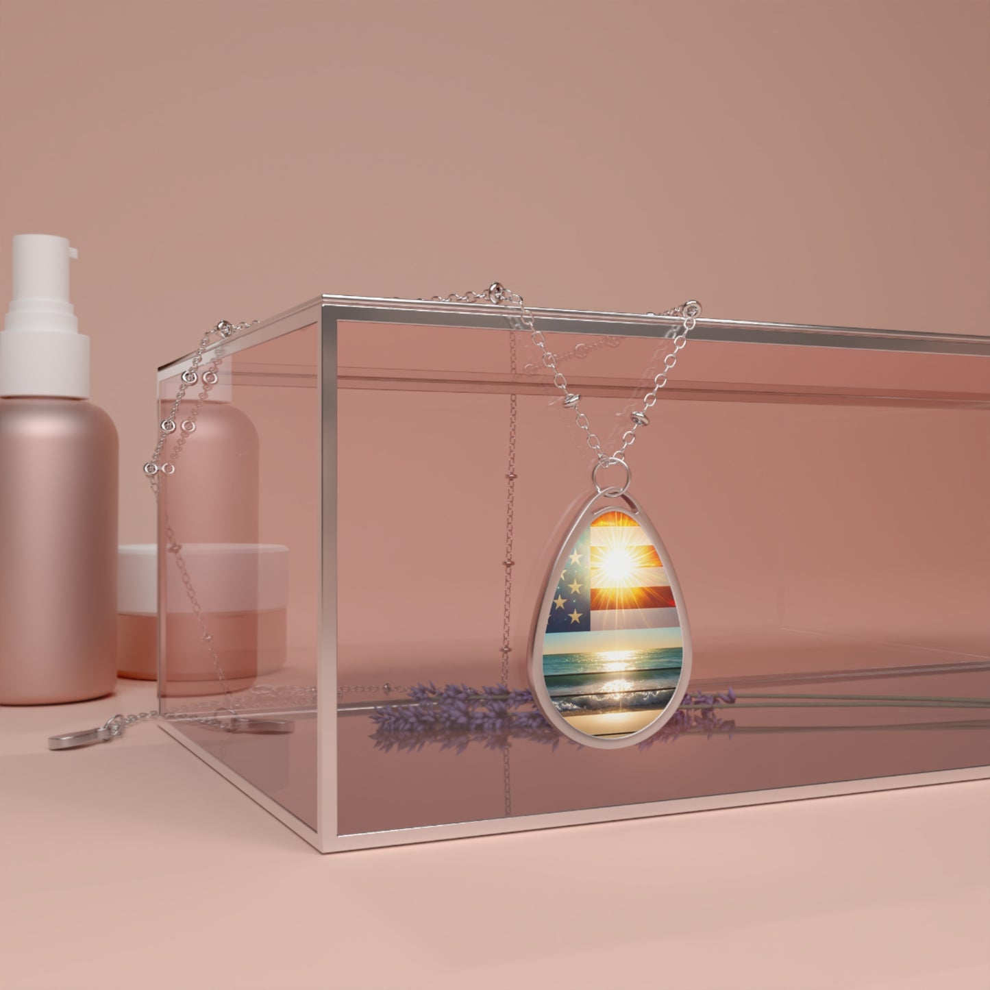 Memorial Silver Teardrop Pendant Necklace