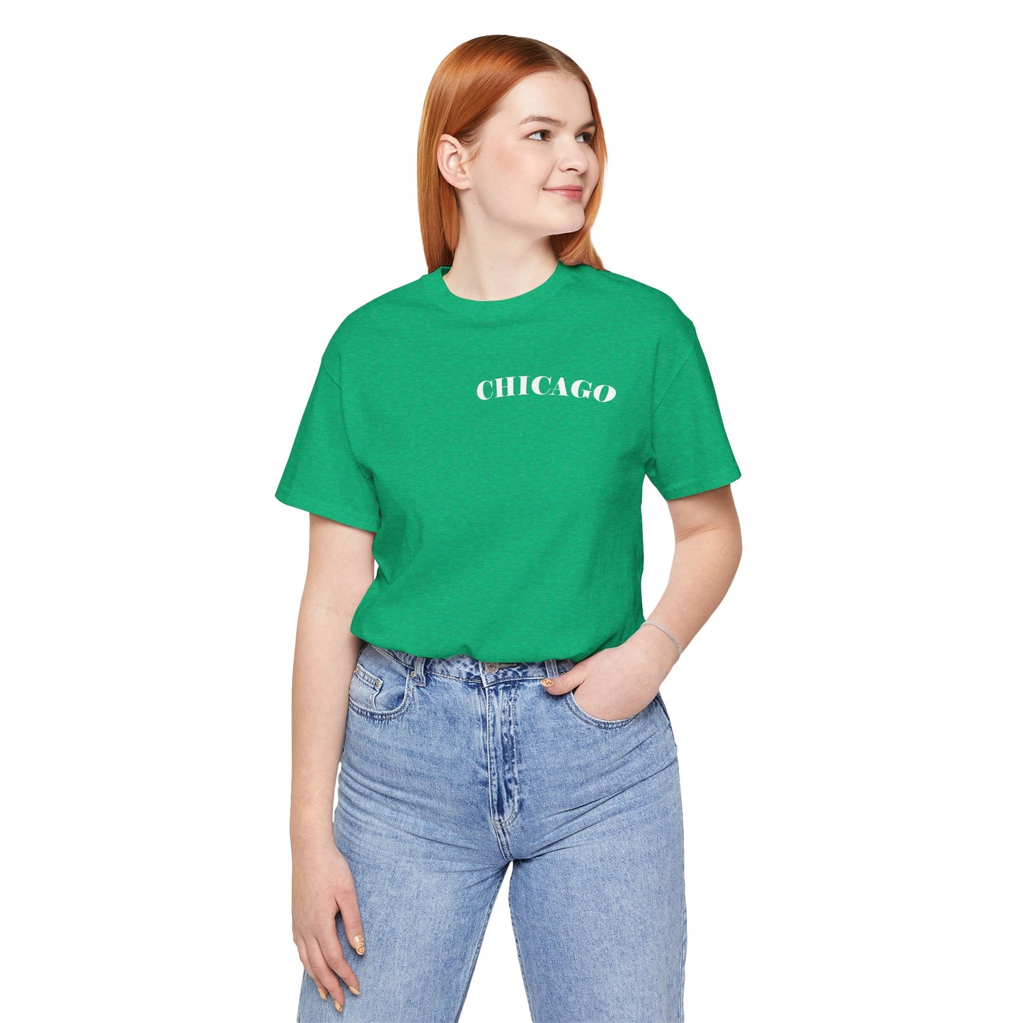 Mystery Noir Chicago Skyline Sunset Unisex Jersey Short Sleeve Tee