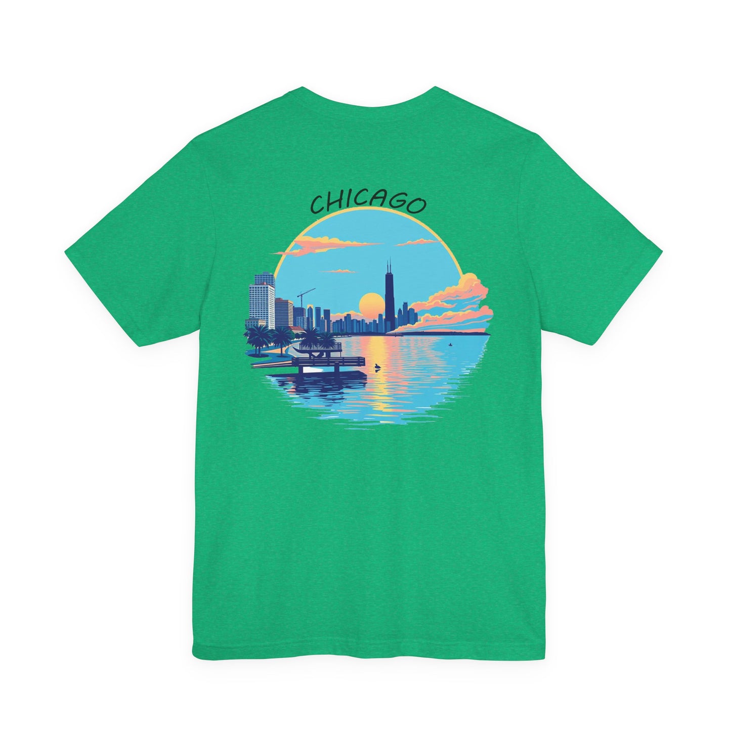 Retro Chicago Sunset Unisex Jersey Short Sleeve Tee