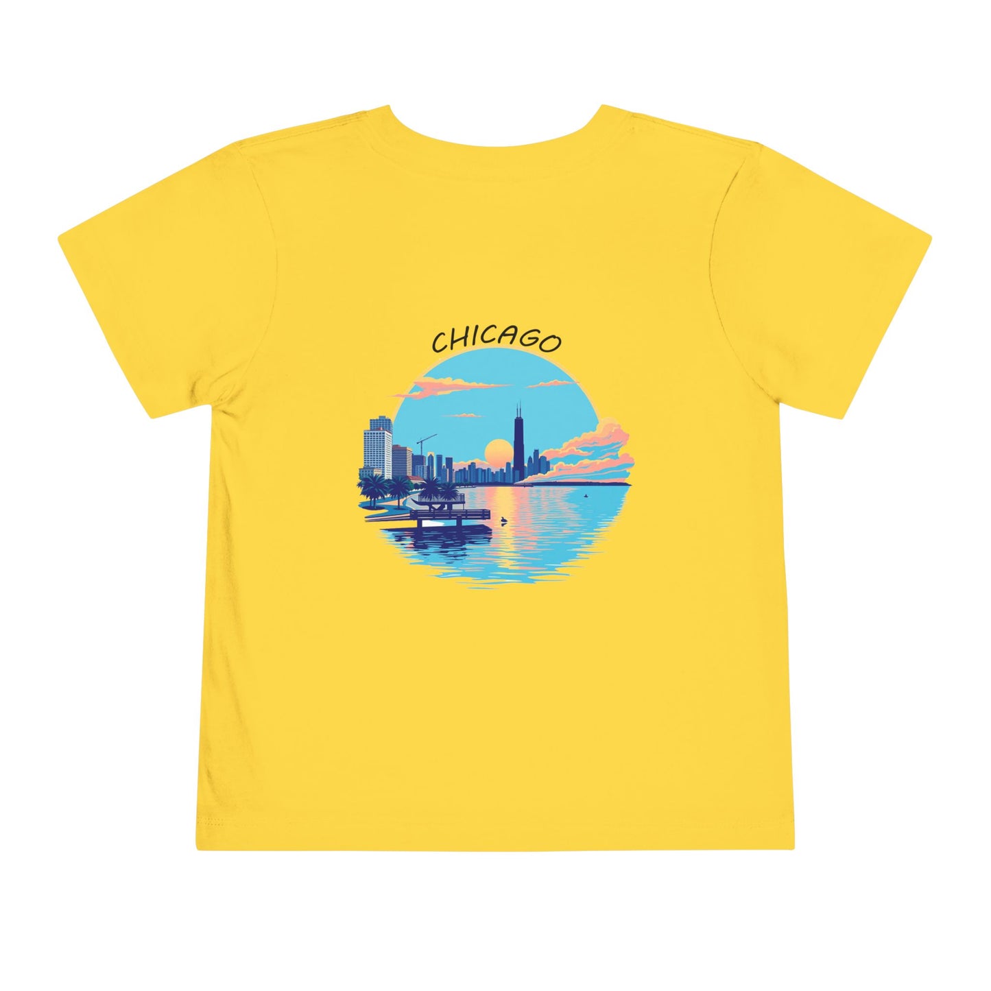Retro Chicago Sunset Unisex Toddler Short Sleeve Tee