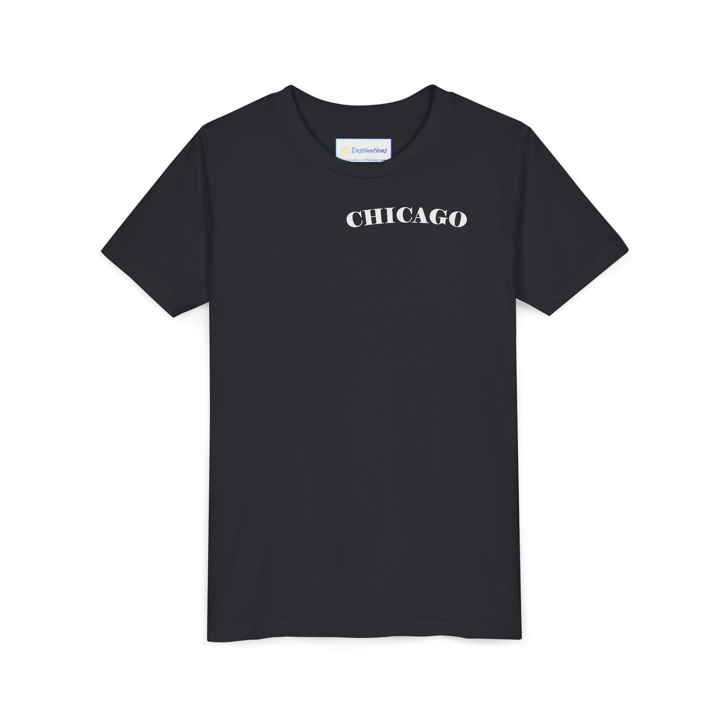 Mystery Noir Chicago Skyline Sunset Unisex Youth Short Sleeve Tee