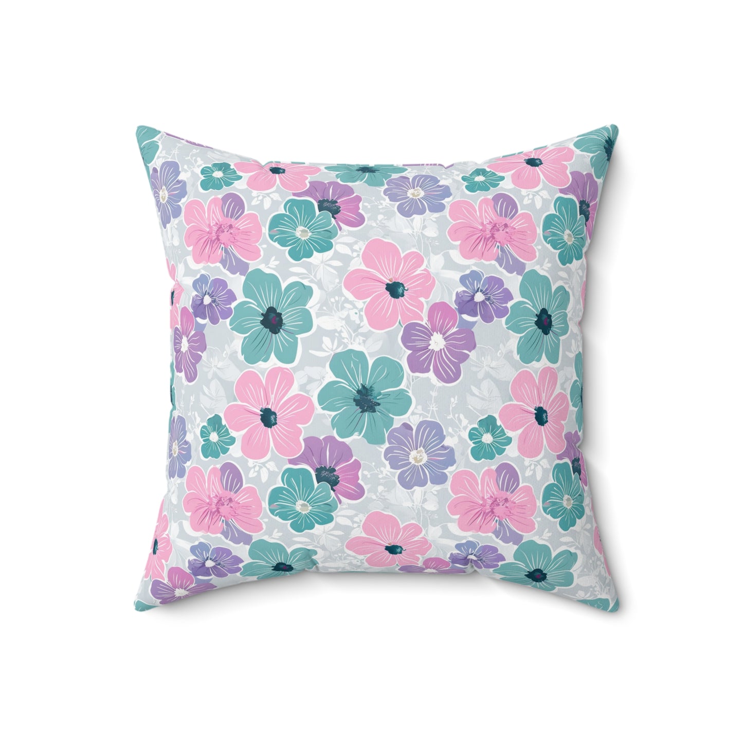 Pastel Floral Print Throw Pillow