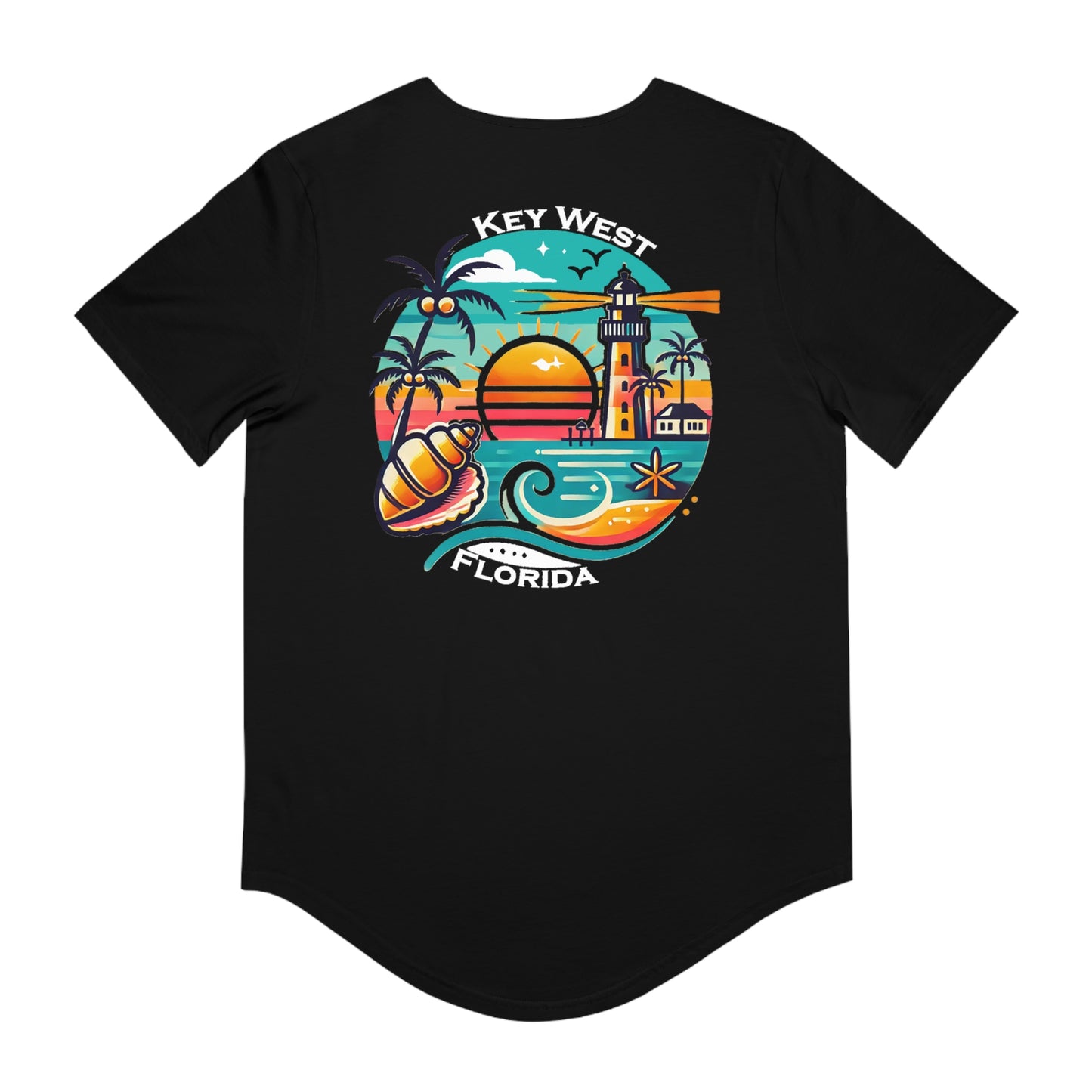 Vibrant Key West Men's Jersey Curved Hem Tee