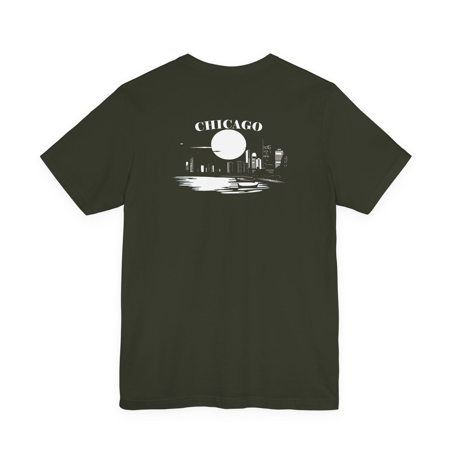 Mystery Noir Chicago Skyline Sunset Unisex Jersey Short Sleeve Tee