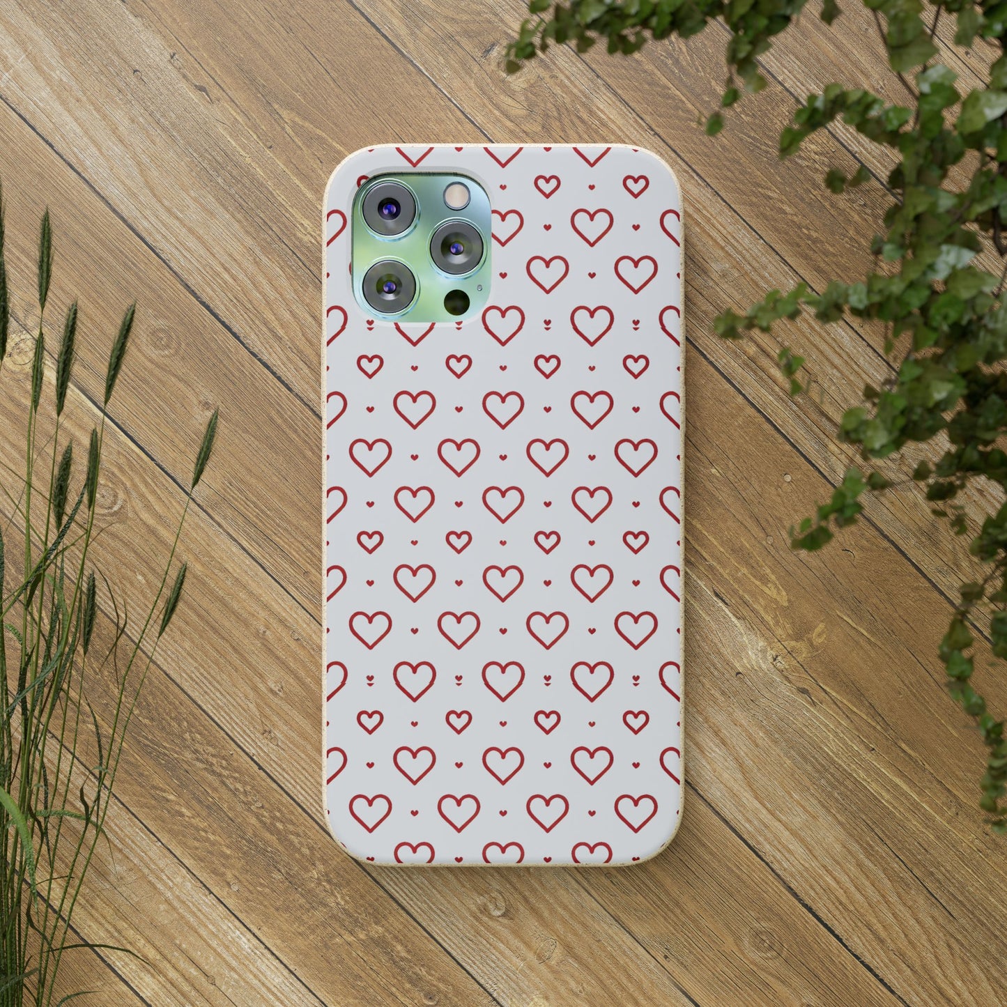 Red Hearts Print MagSafe Biodegradable Phone Case