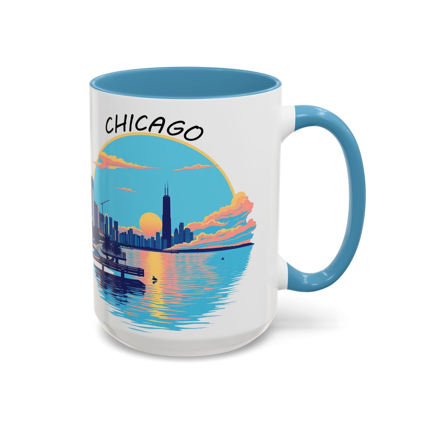 Retro Chicago Sunset Accent Coffee Mug