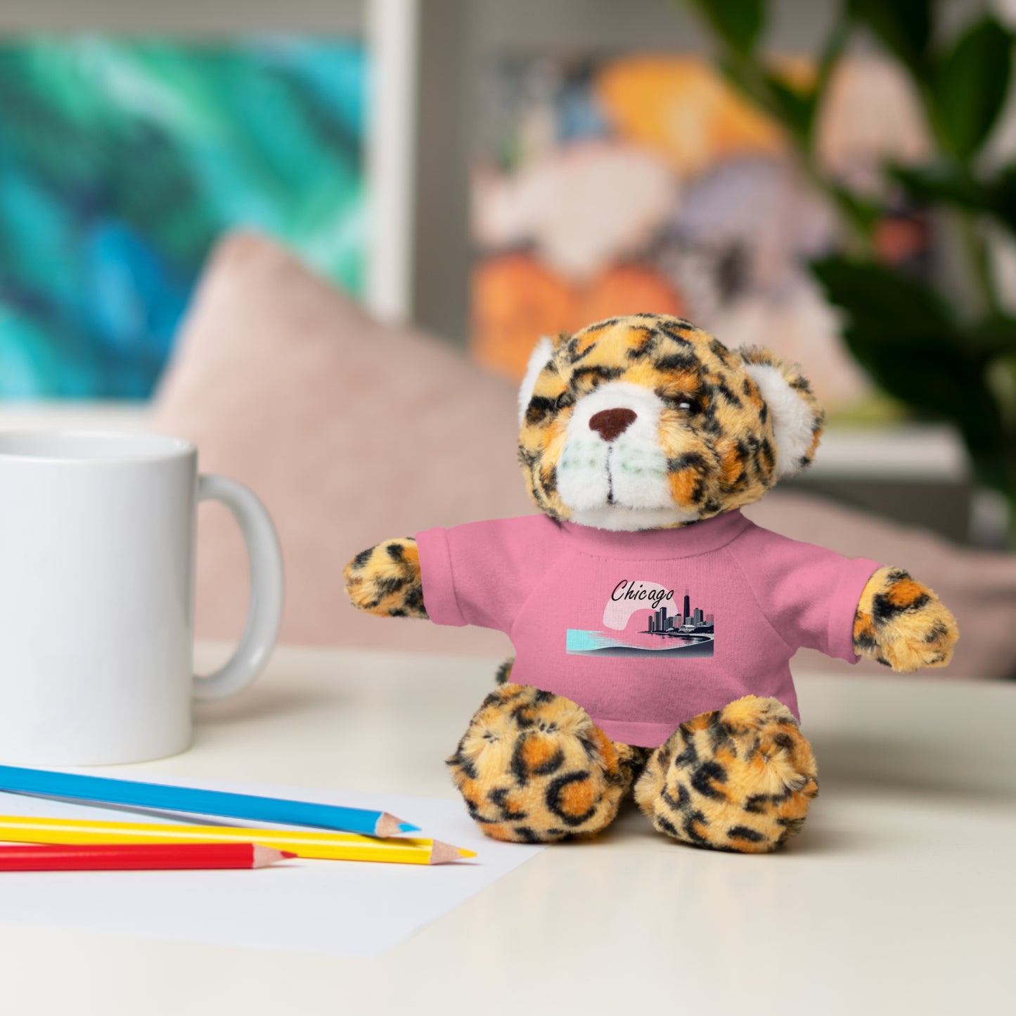 Elegant Chicago Skyline Stuffed Animals with Tee