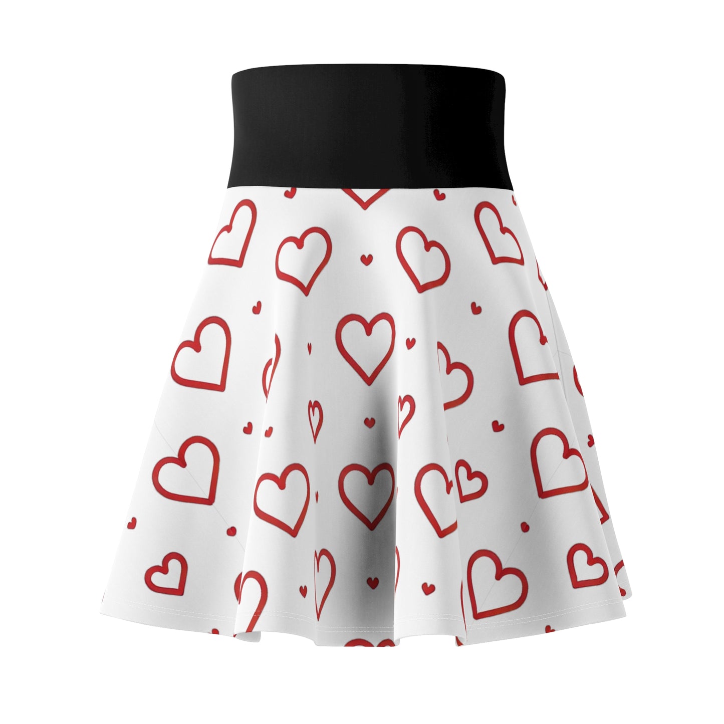 Red Heart Print Women's Skater Skirt