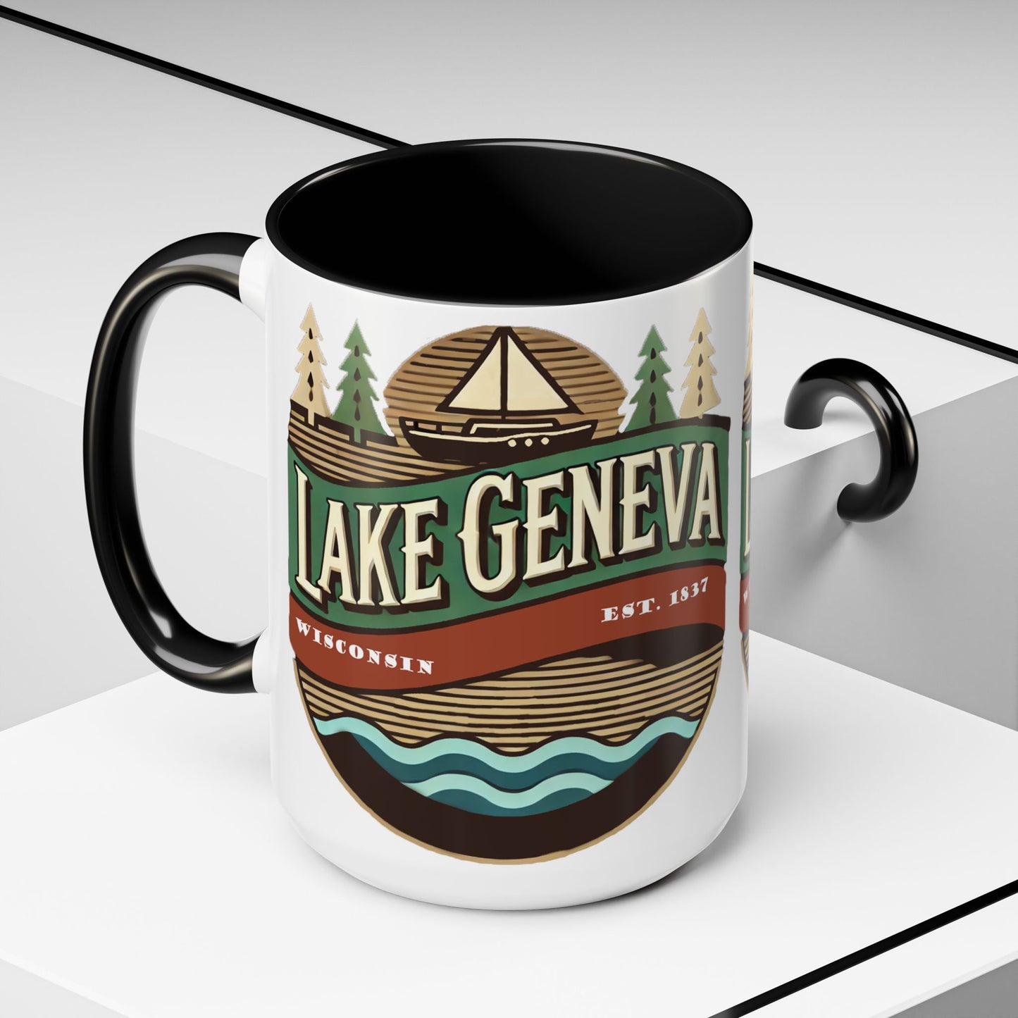 Retro Lake Geneva Accent Coffee Mug