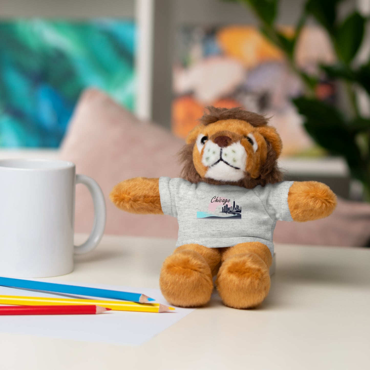 Elegant Chicago Skyline Stuffed Animals with Tee