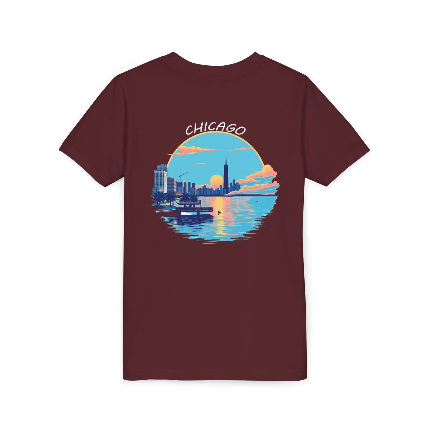 Retro Chicago Sunset Unisex Youth Short Sleeve Tee