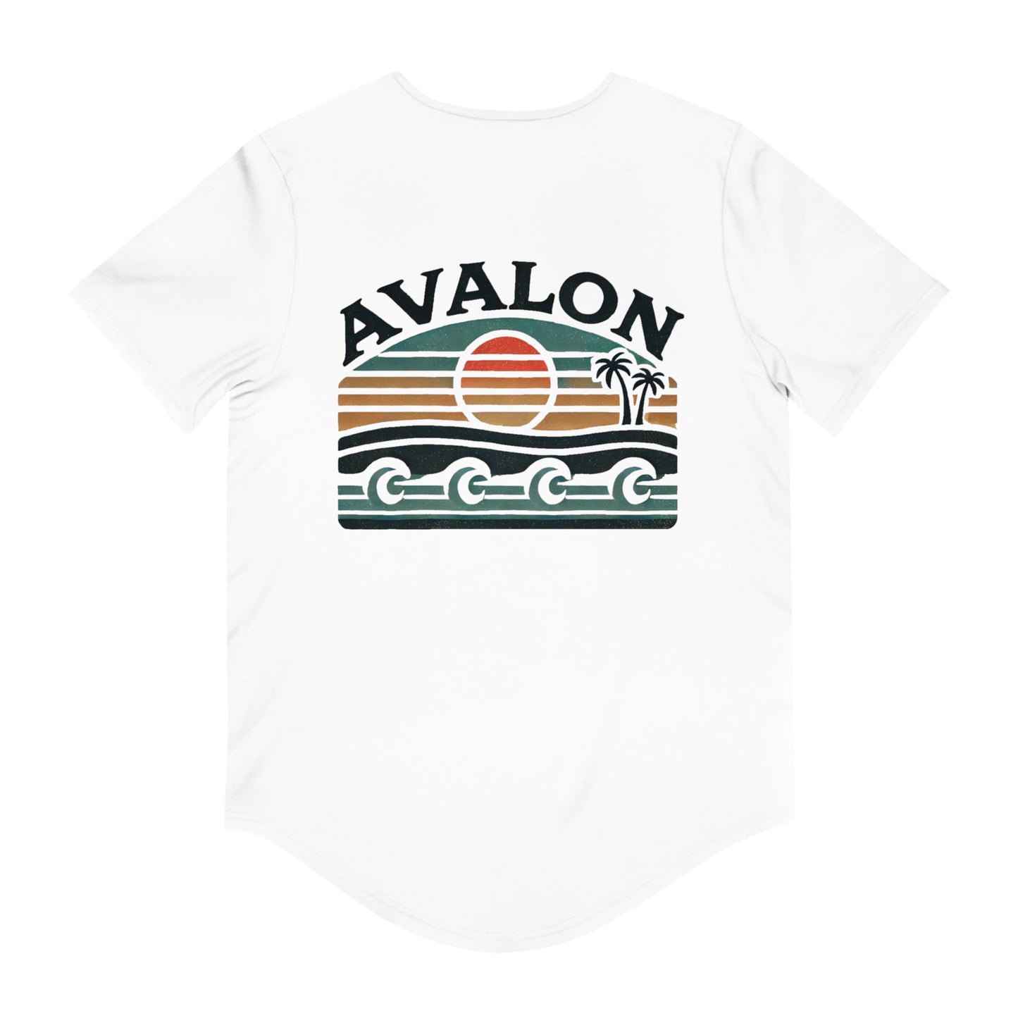 Retro Avalon Sunset Men's Jersey Curved Hem Tee