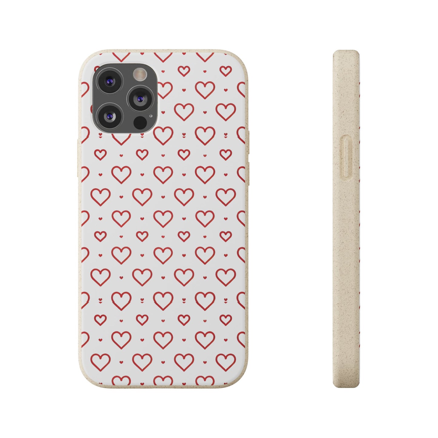 Red Hearts Print MagSafe Biodegradable Phone Case