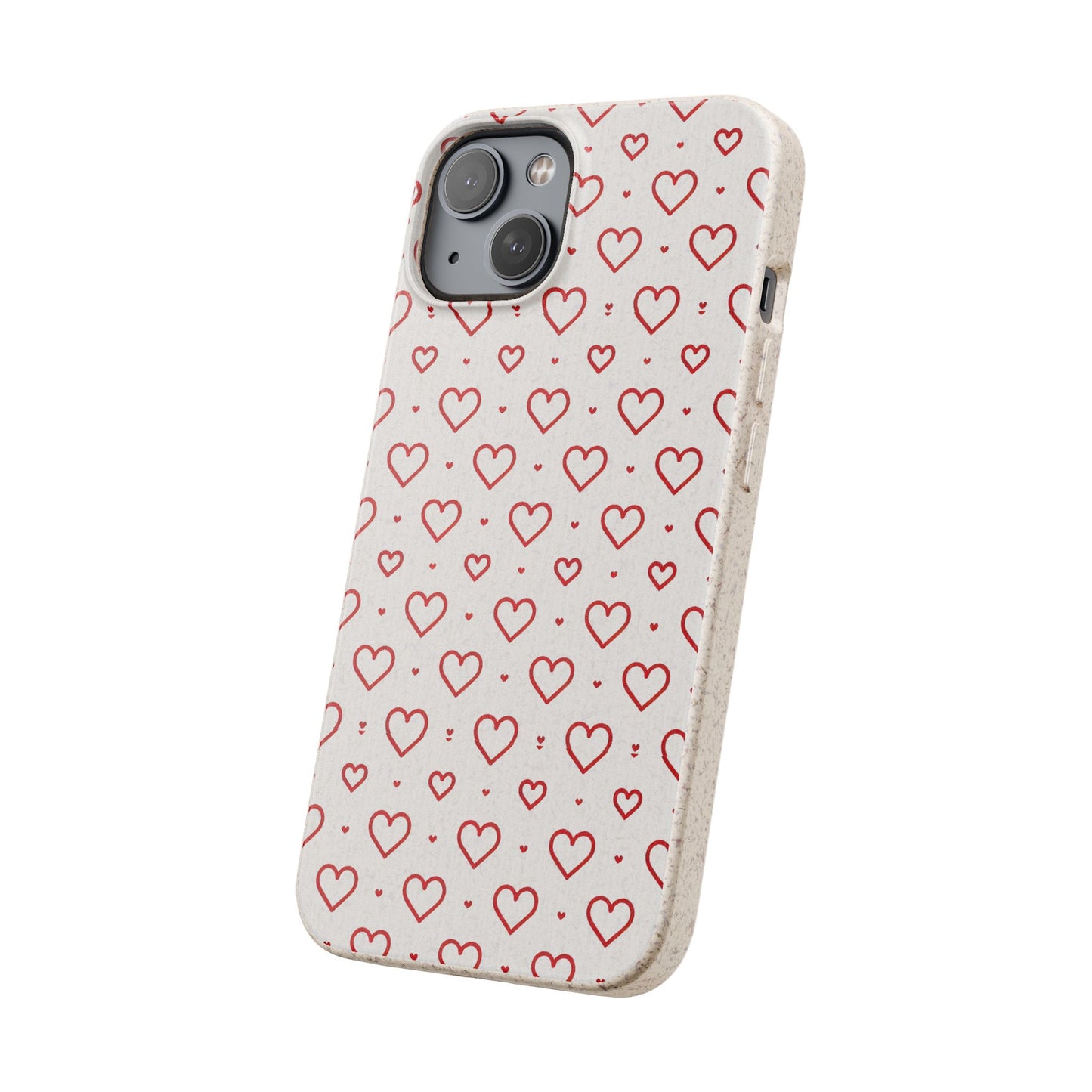 Red Hearts Print MagSafe Biodegradable Phone Case