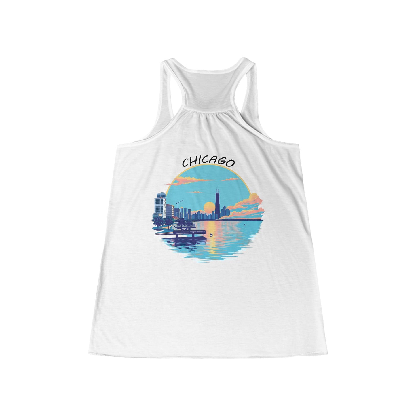 Retro Chicago Sunset Women's Flowy Racerback Tank