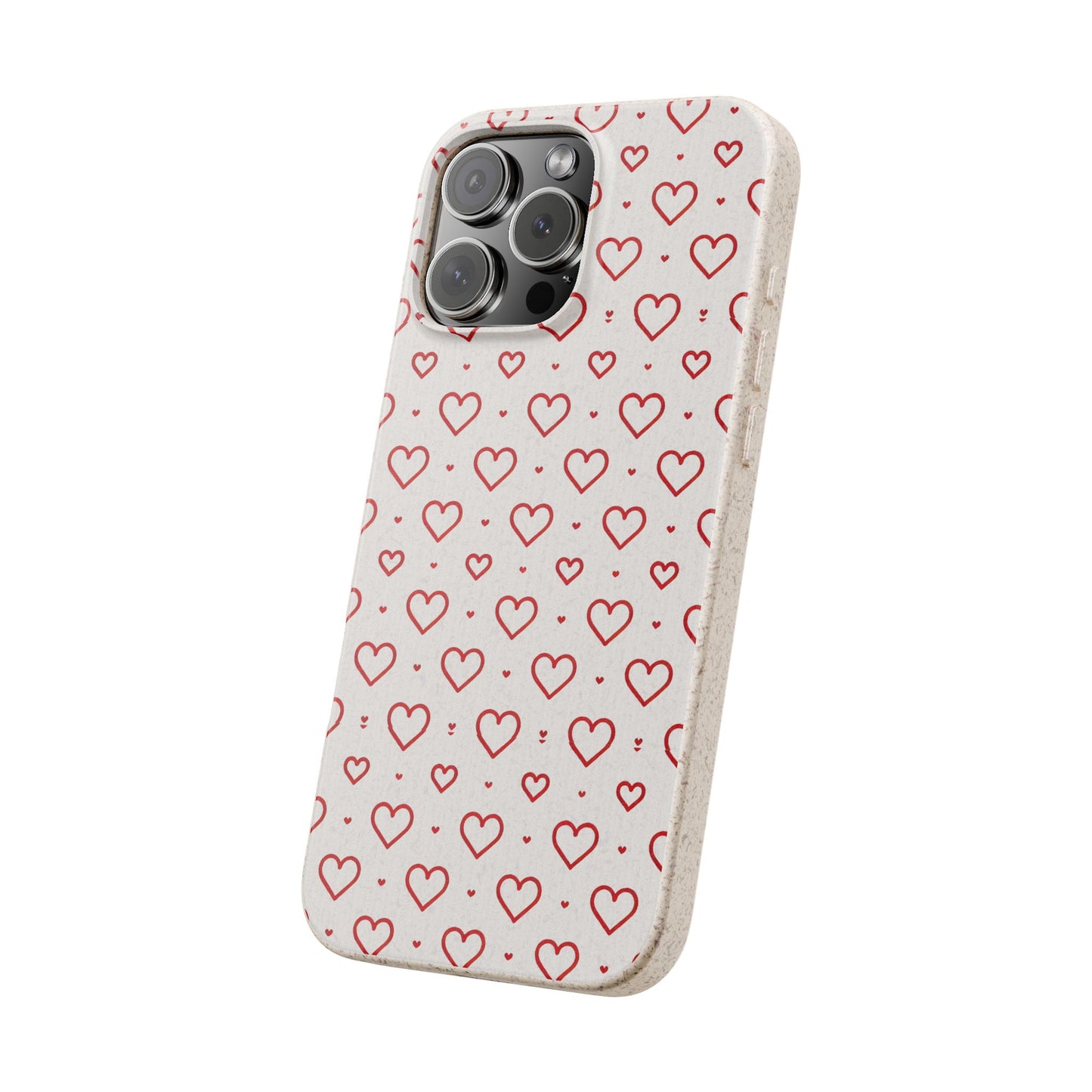 Red Hearts Print MagSafe Biodegradable Phone Case