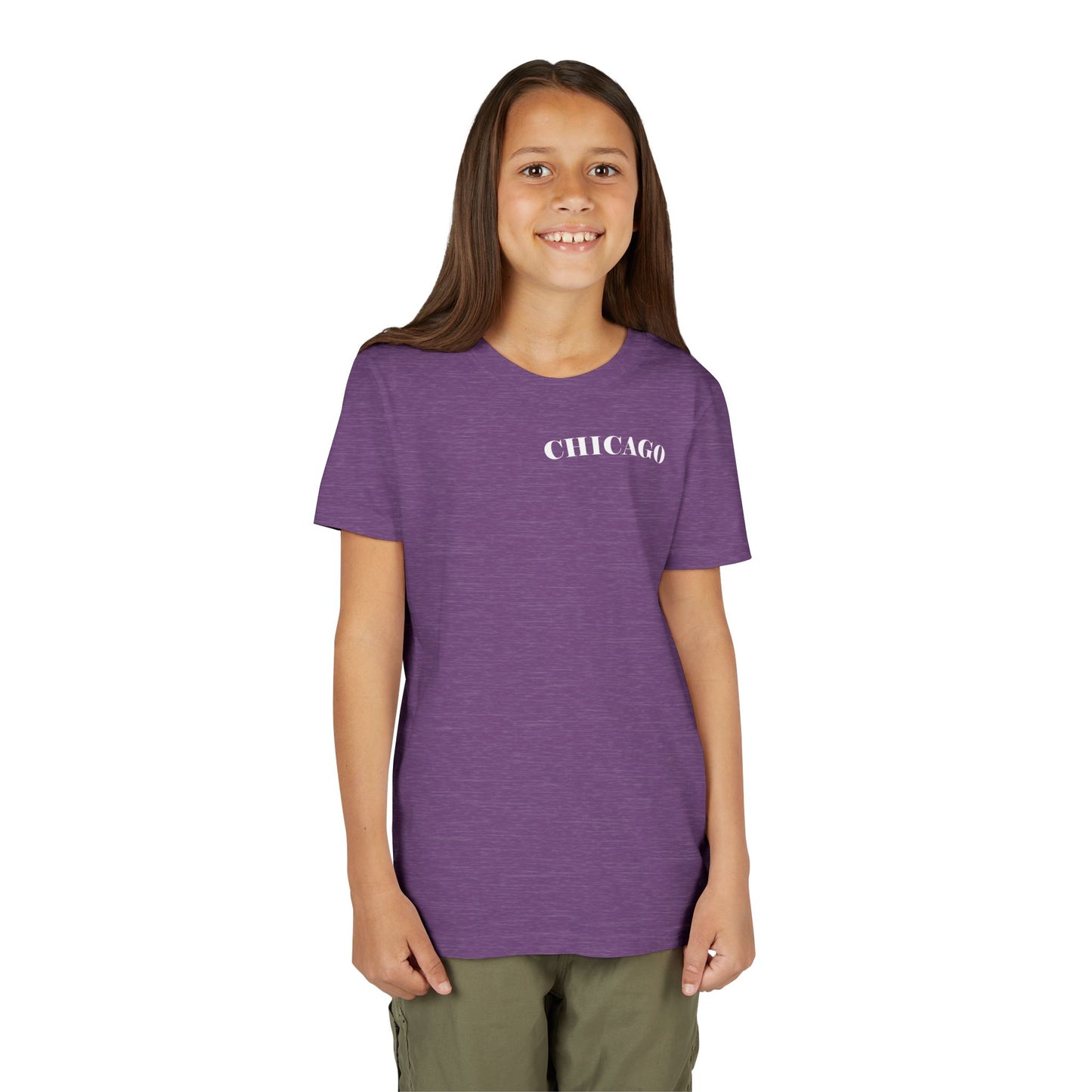 Mystery Noir Chicago Skyline Sunset Unisex Youth Short Sleeve Tee