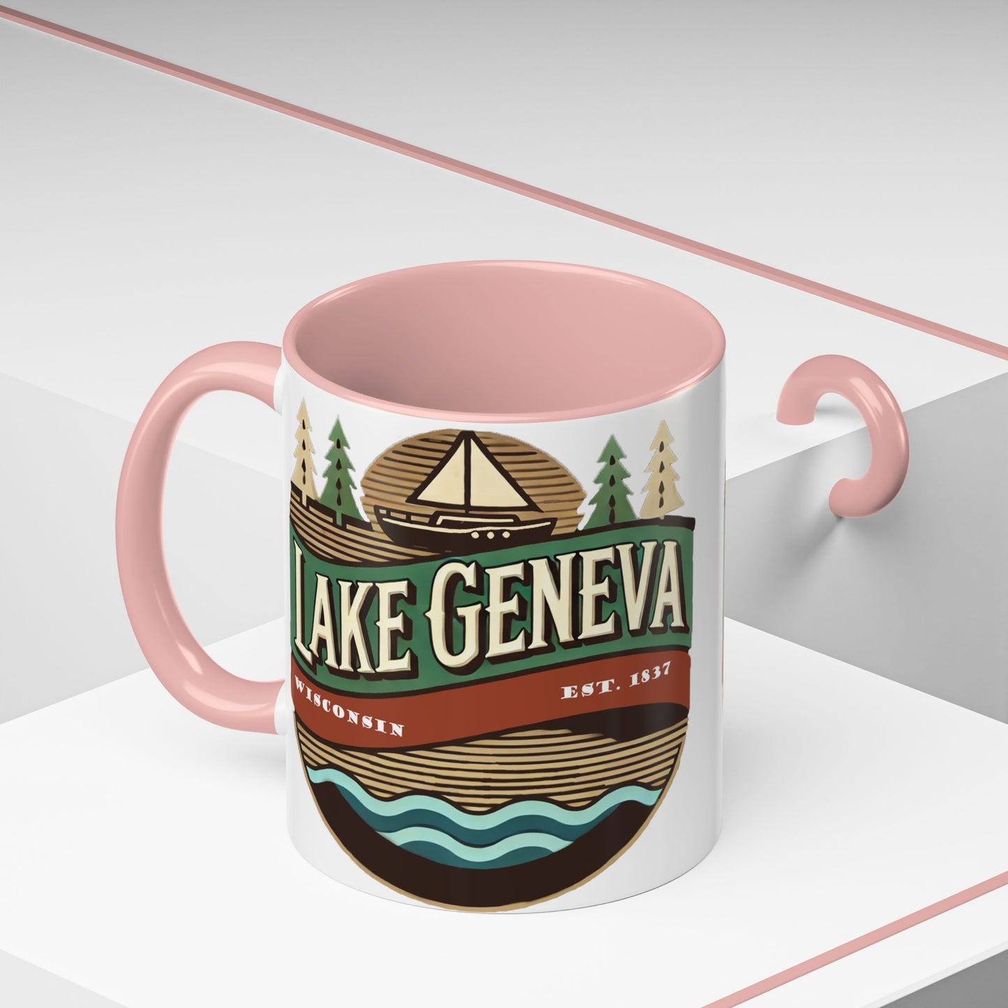 Retro Lake Geneva Accent Coffee Mug