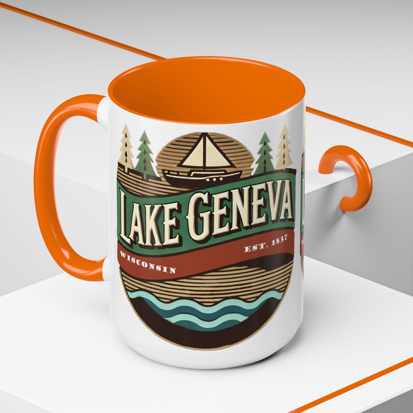 Retro Lake Geneva Accent Coffee Mug