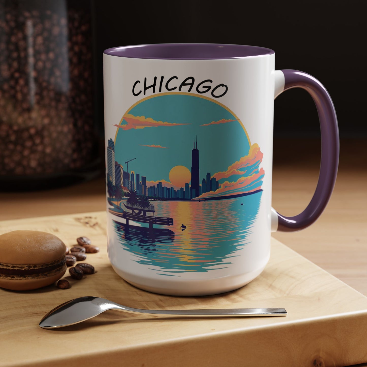 Retro Chicago Sunset Accent Coffee Mug