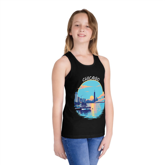 Retro Chicago Sunset Unisex Kids Jersey Tank Top