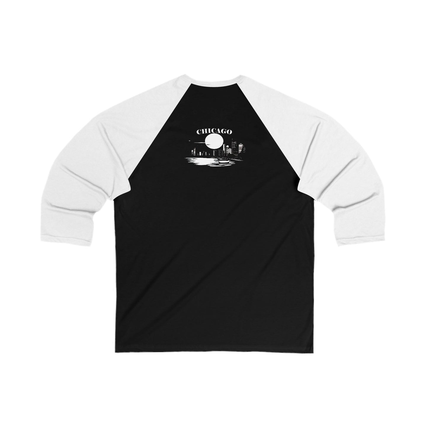 Mystery Noir Chicago Skyline Sunset Men's 3/4 Sleeve Baseball Tee