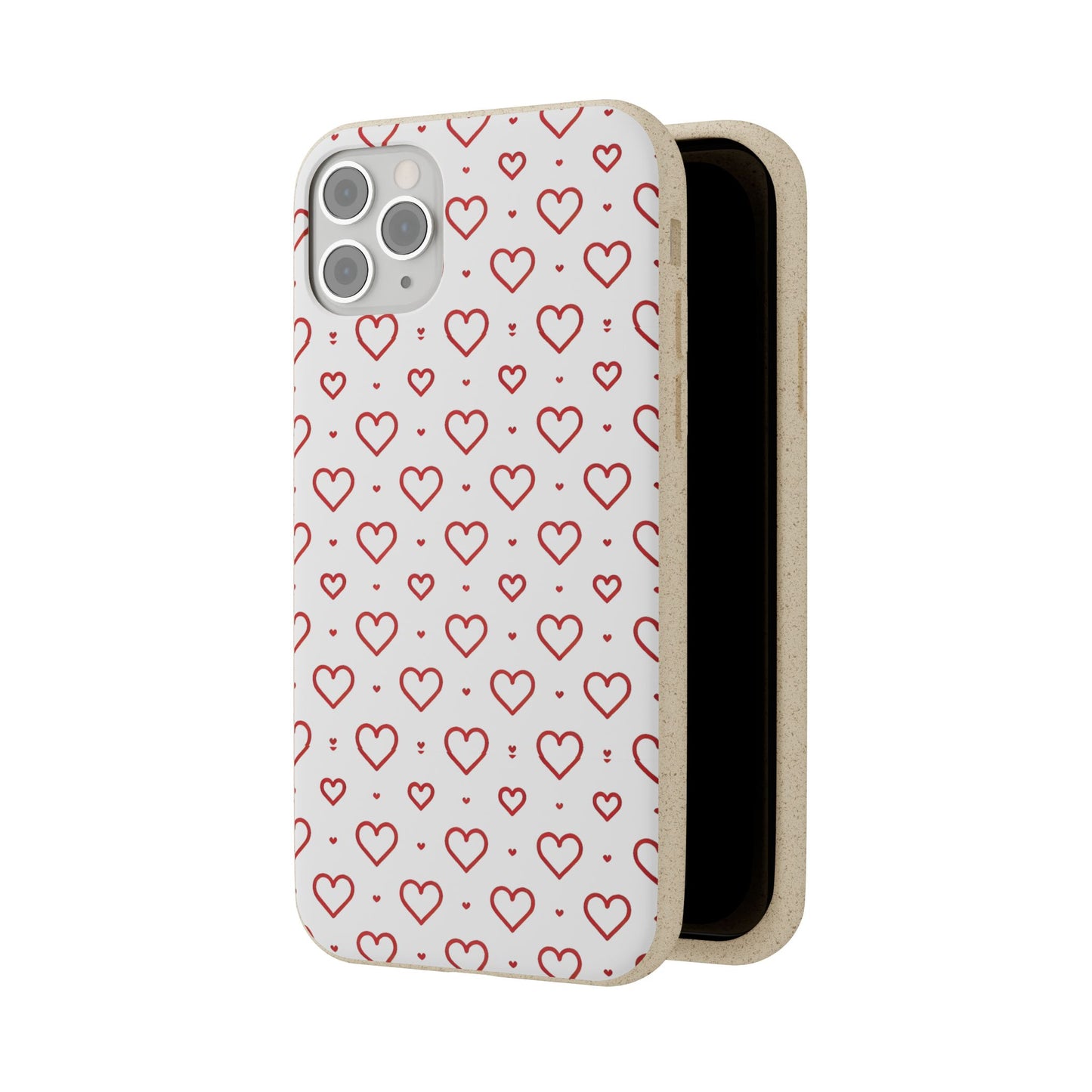 Red Hearts Print MagSafe Biodegradable Phone Case