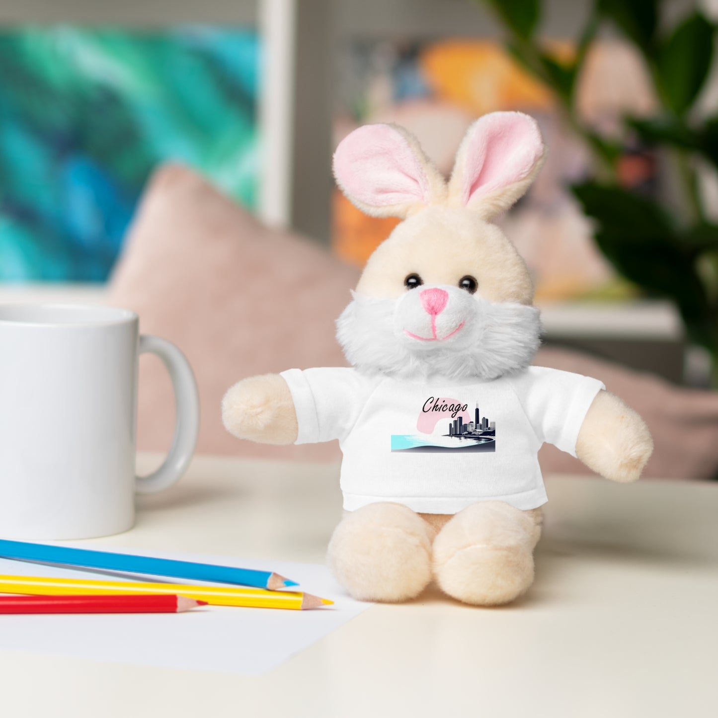 Elegant Chicago Skyline Stuffed Animals with Tee