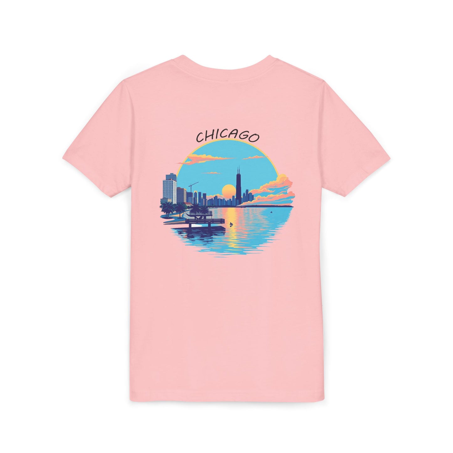 Retro Chicago Sunset Unisex Youth Short Sleeve Tee