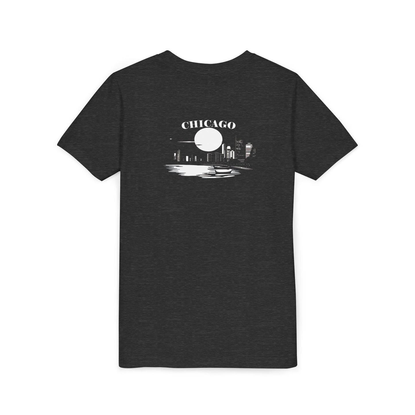 Mystery Noir Chicago Skyline Sunset Unisex Youth Short Sleeve Tee