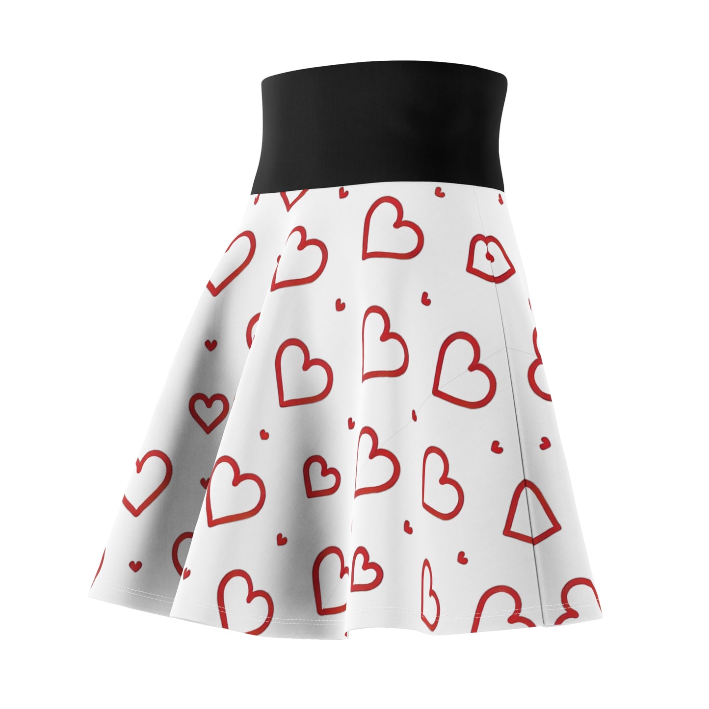 Red Hearts Print Women's Skater Skirt