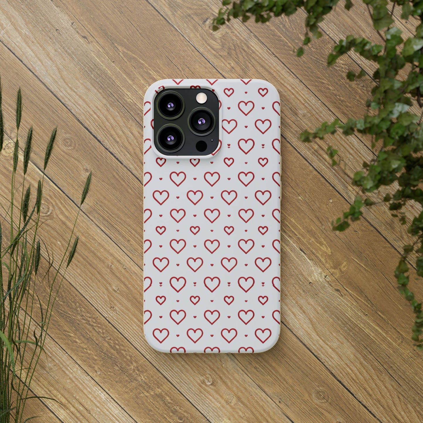 Red Hearts Print MagSafe Biodegradable Phone Case