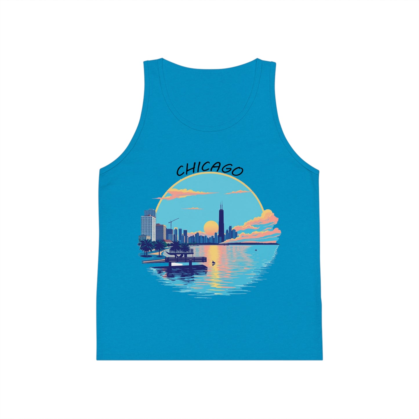 Retro Chicago Sunset Unisex Kids Jersey Tank Top