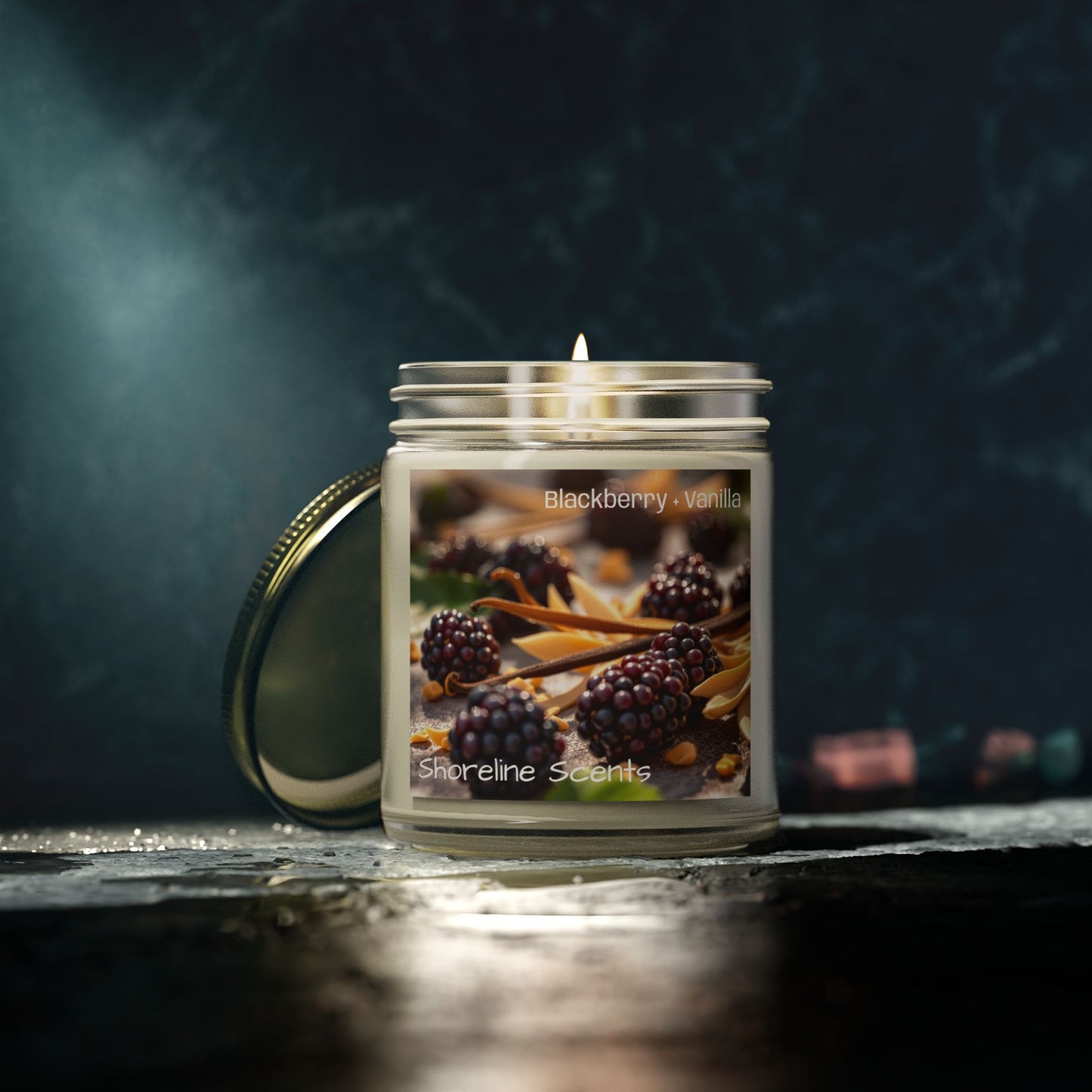 Blackberry + Vanilla Scented Coconut Apricot Wax Candle