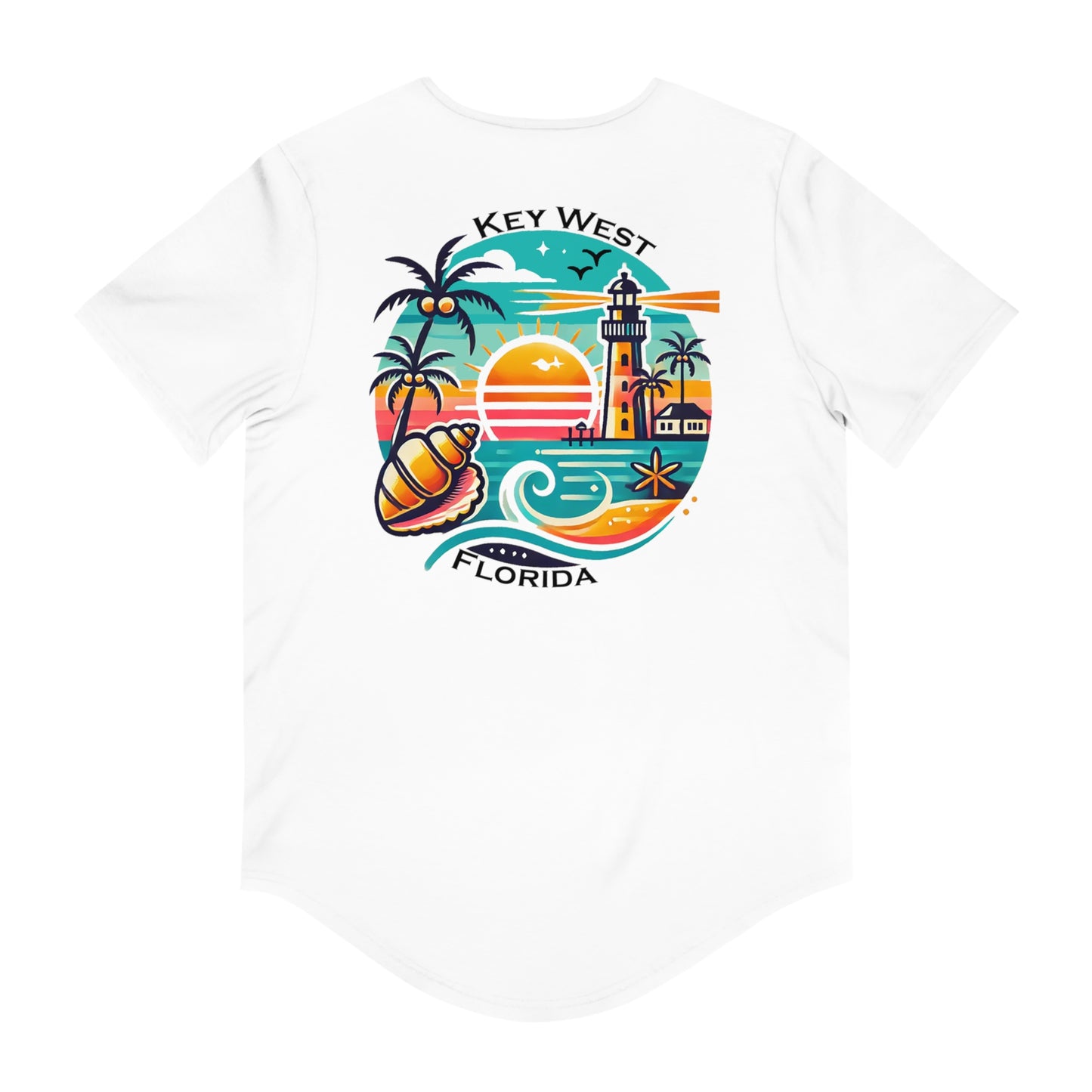 Vibrant Key West Men's Jersey Curved Hem Tee
