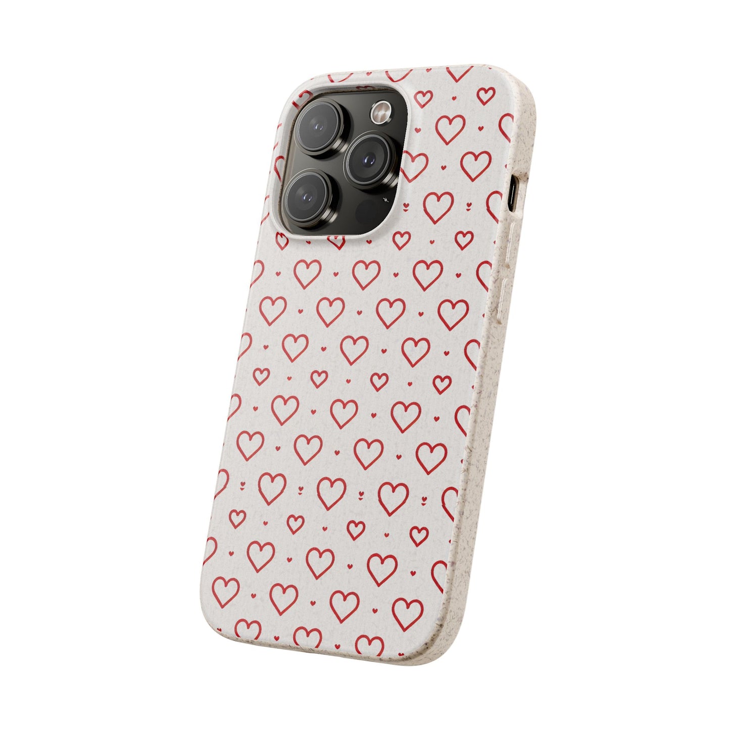 Red Hearts Print MagSafe Biodegradable Phone Case