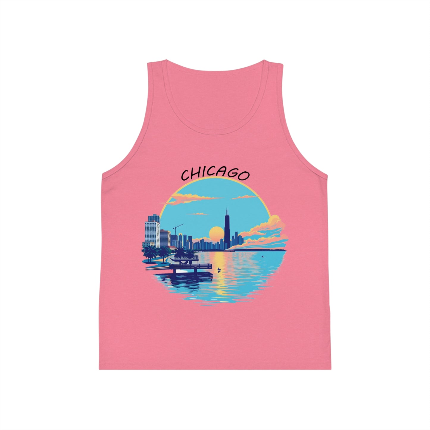 Retro Chicago Sunset Unisex Kids Jersey Tank Top