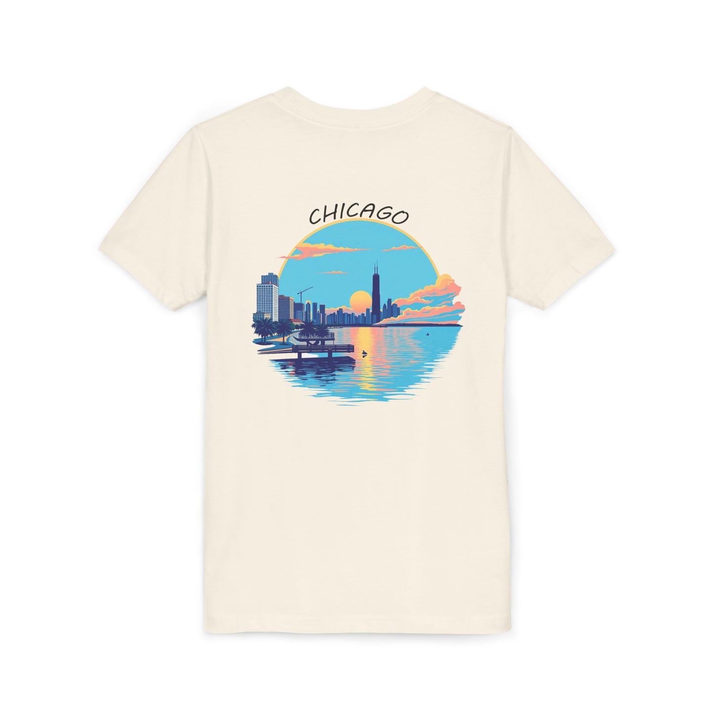 Retro Chicago Sunset Unisex Youth Short Sleeve Tee