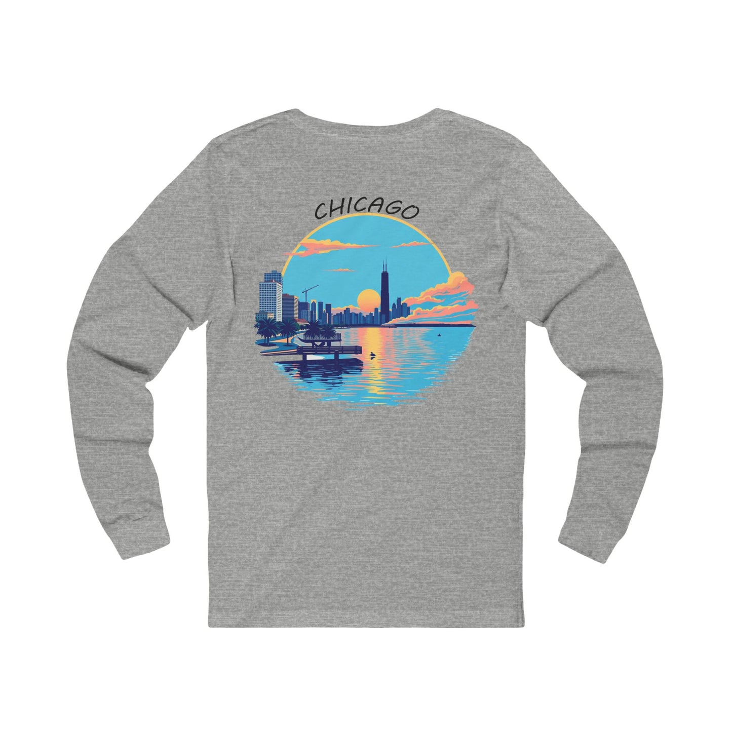 Retro Chicago Sunset Unisex Jersey Long Sleeve Tee