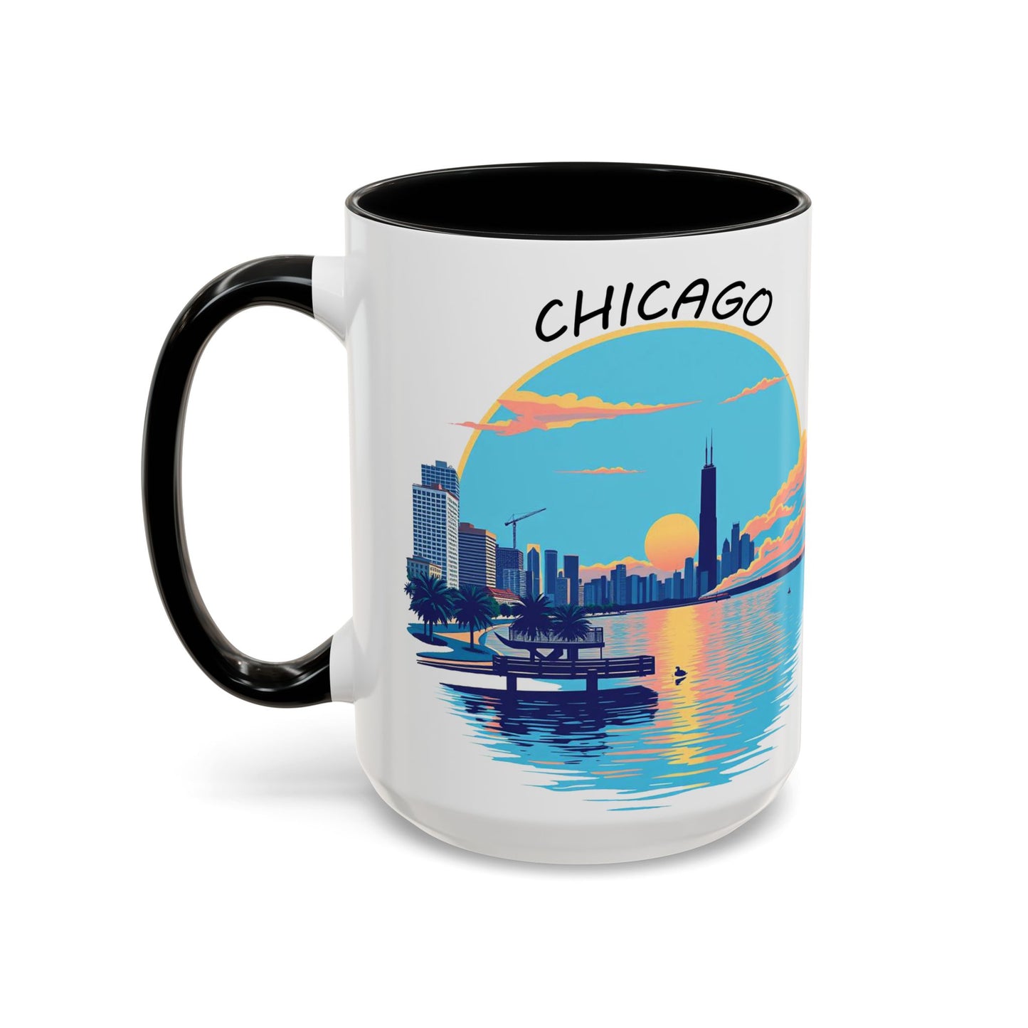 Retro Chicago Sunset Accent Coffee Mug