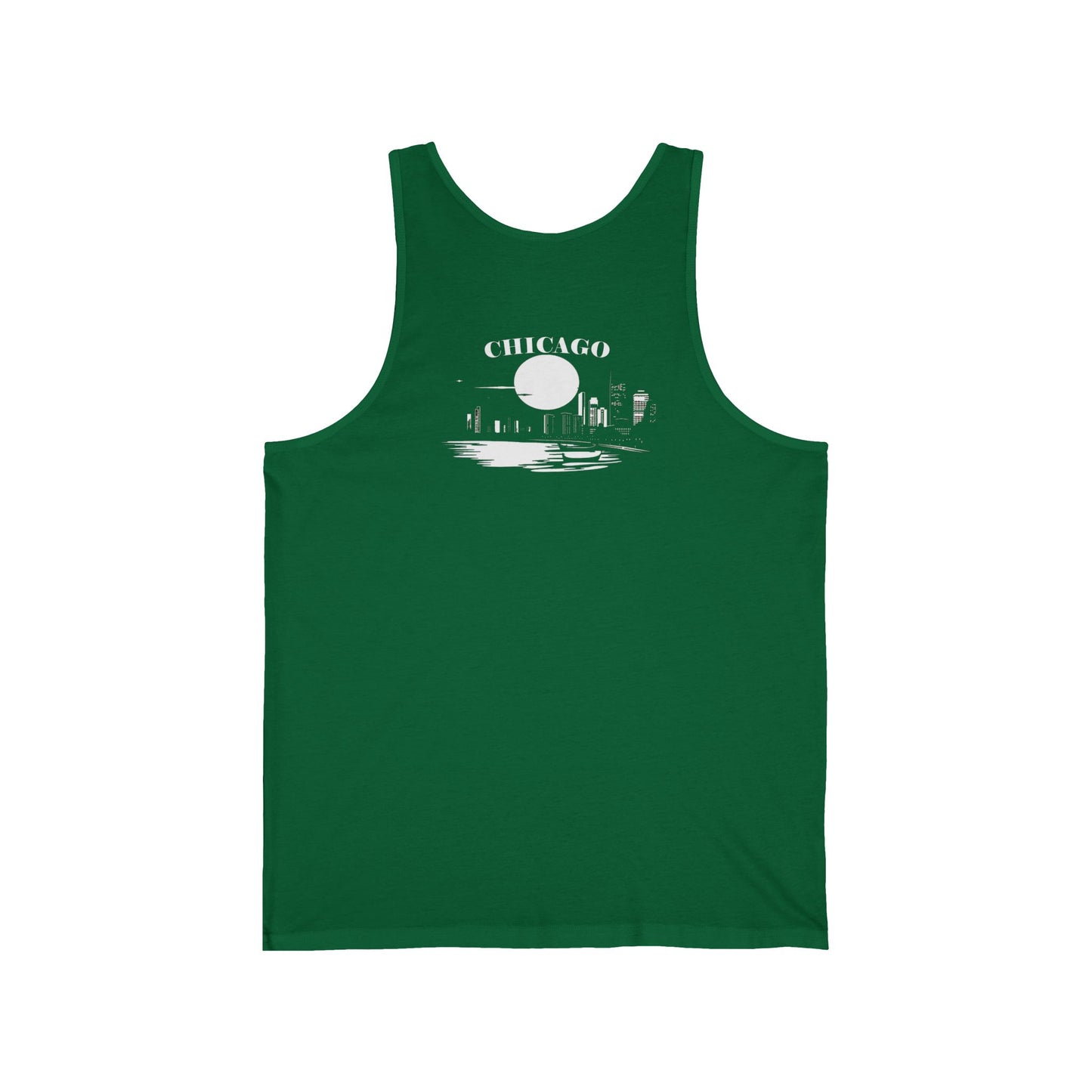 Mystery Noir Chicago Skyline Sunset Unisex Jersey Tank