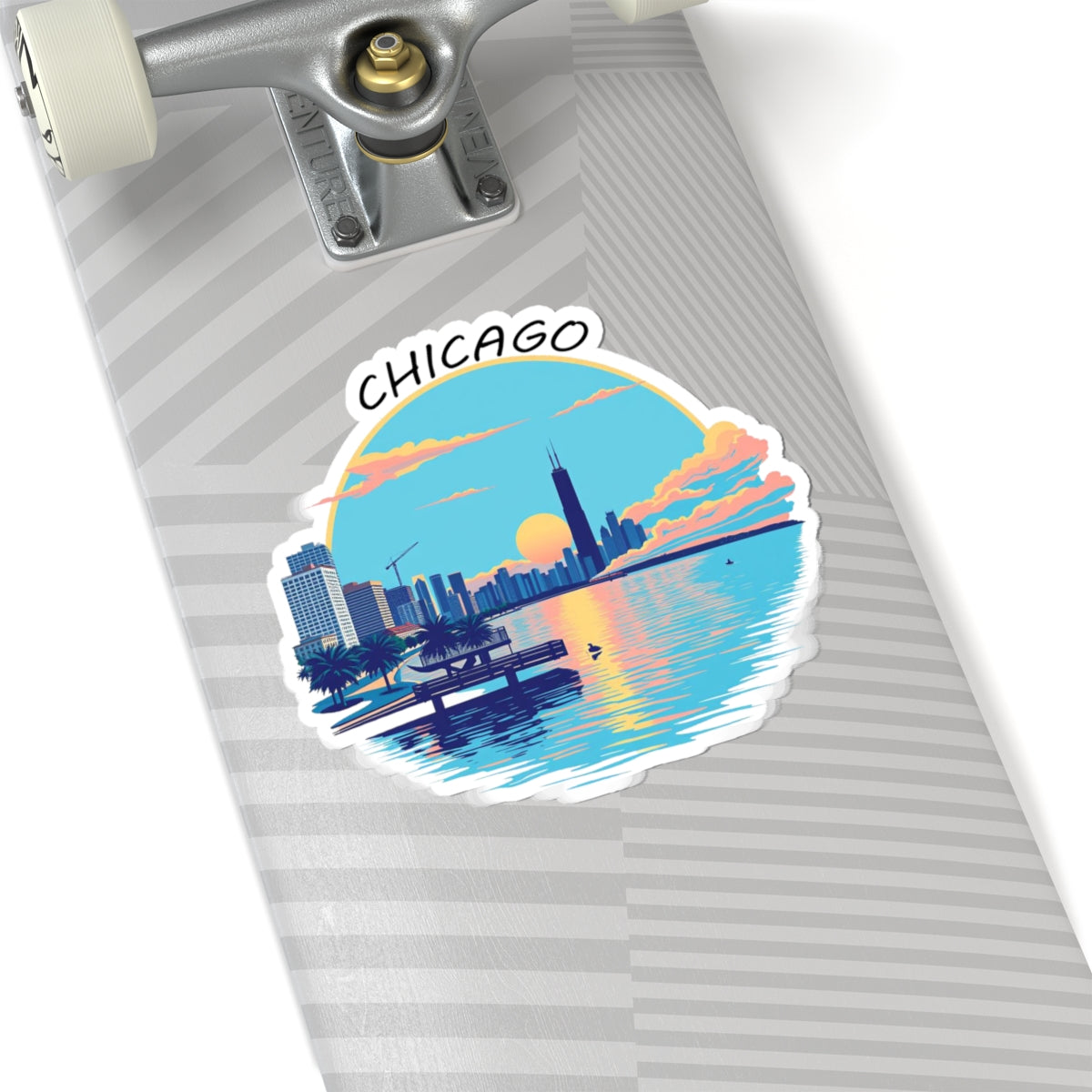 Retro Chicago Sunset Kiss-Cut Sticker