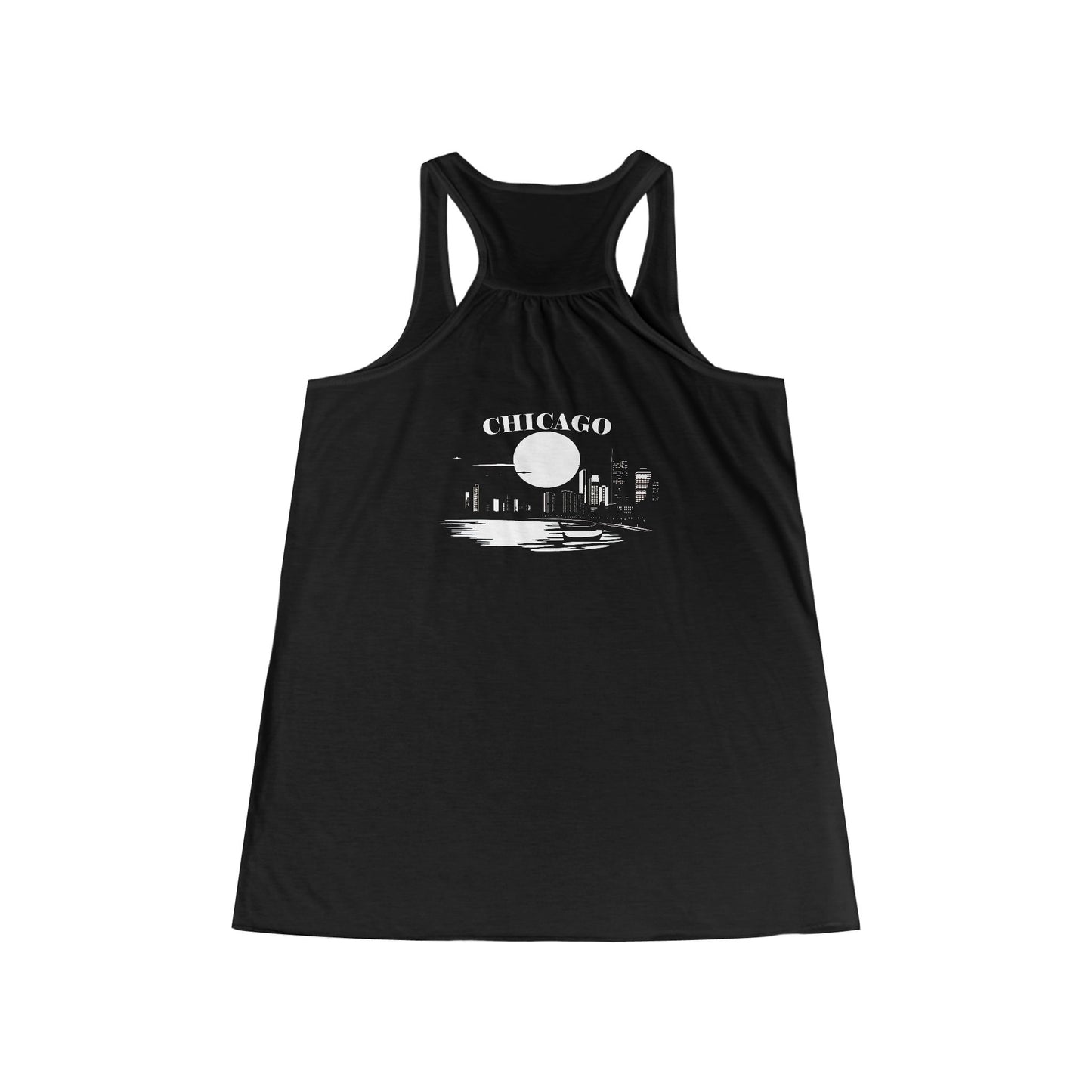 Mystery Noir Chicago Skyline Sunset Women's Flowy Racerback Tank