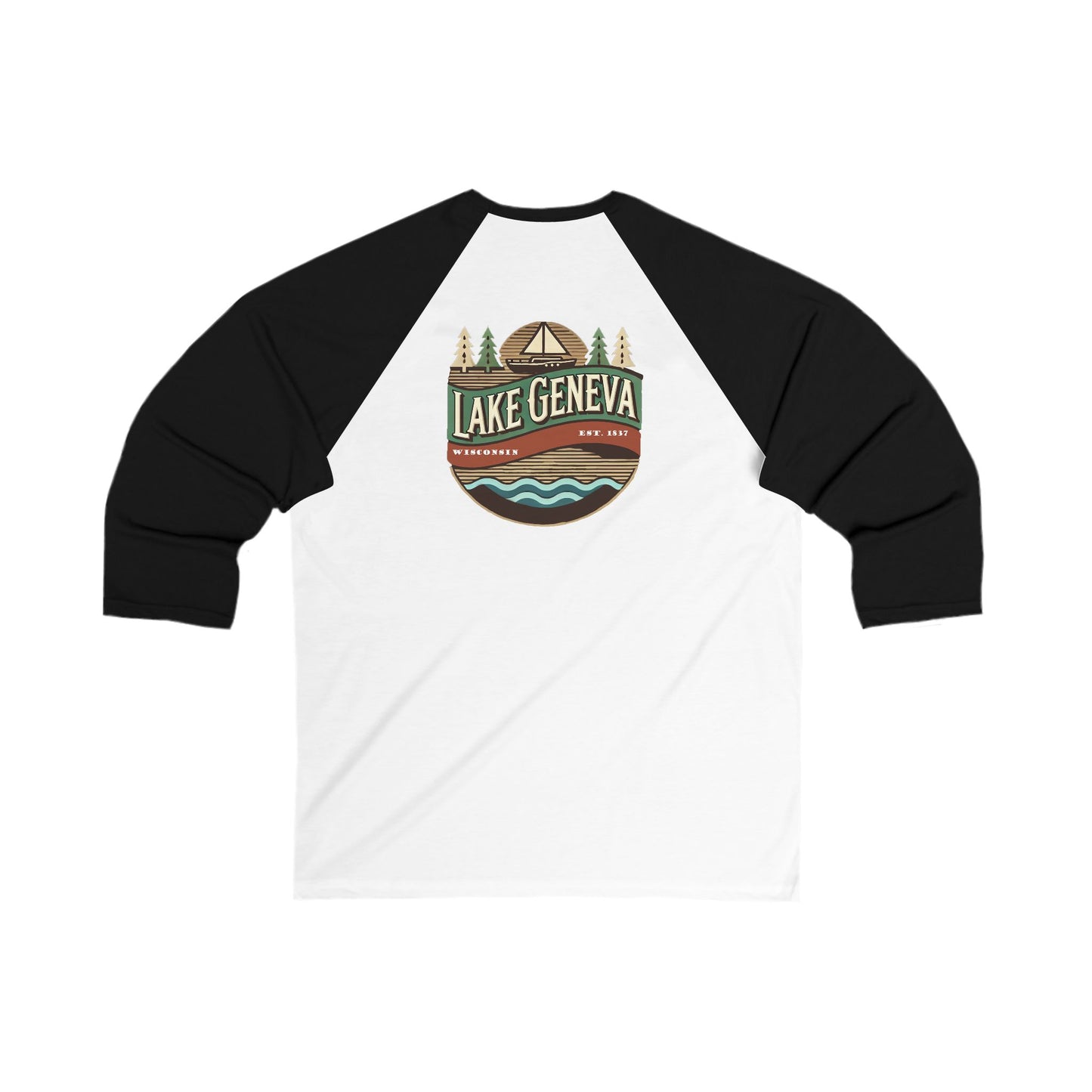 Retro Lake Geneva Men's 3/4 Sleeve Baseball Tee