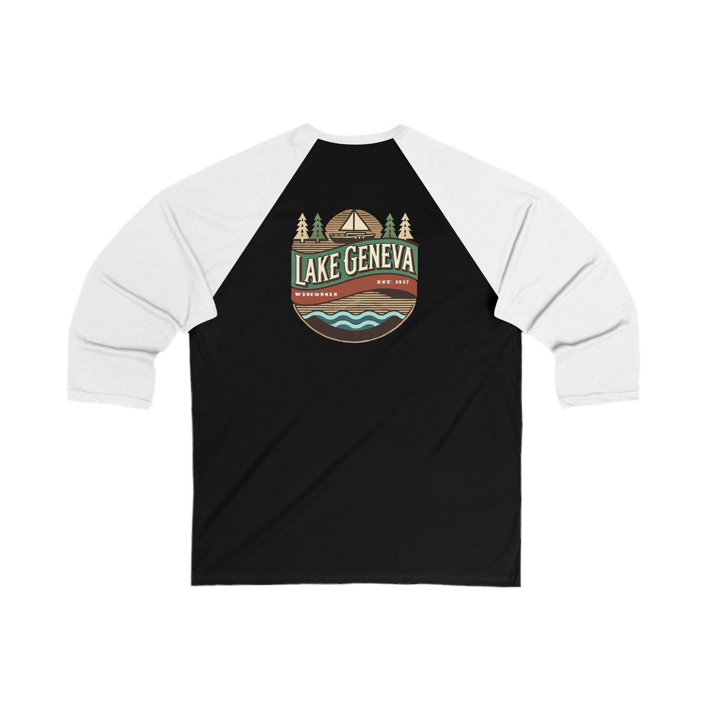 Retro Lake Geneva Men's 3/4 Sleeve Baseball Tee