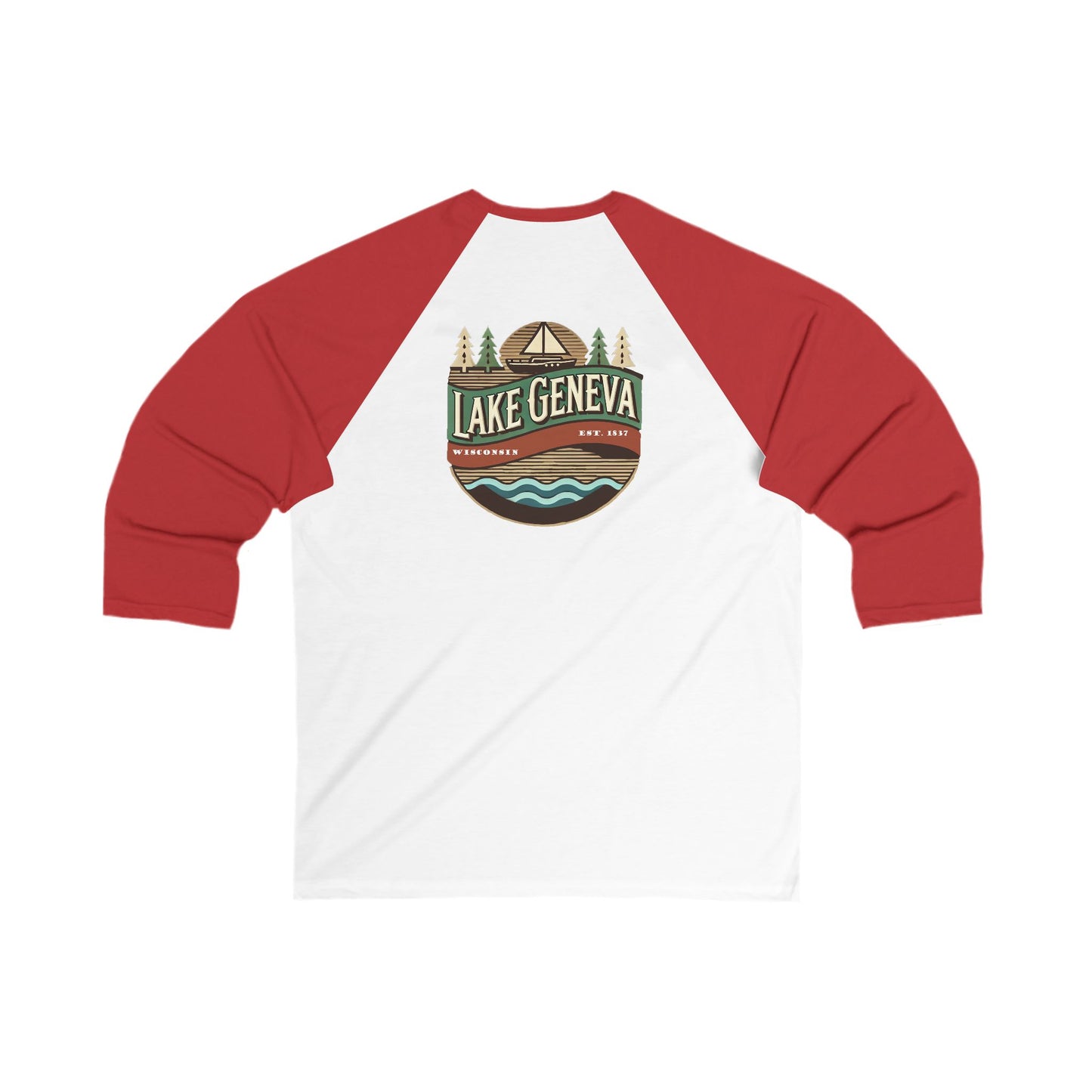 Retro Lake Geneva Men's 3/4 Sleeve Baseball Tee