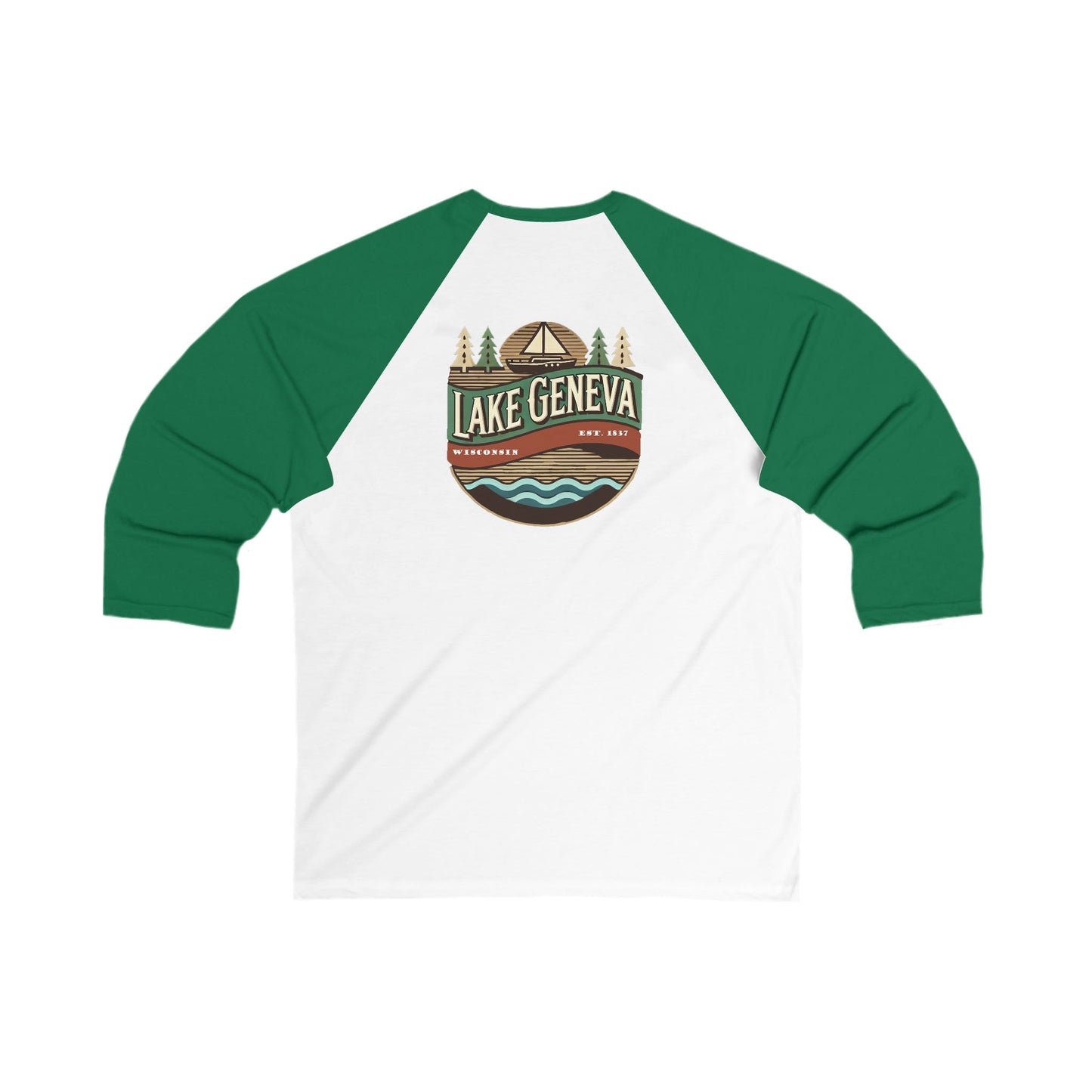 Retro Lake Geneva Men's 3/4 Sleeve Baseball Tee