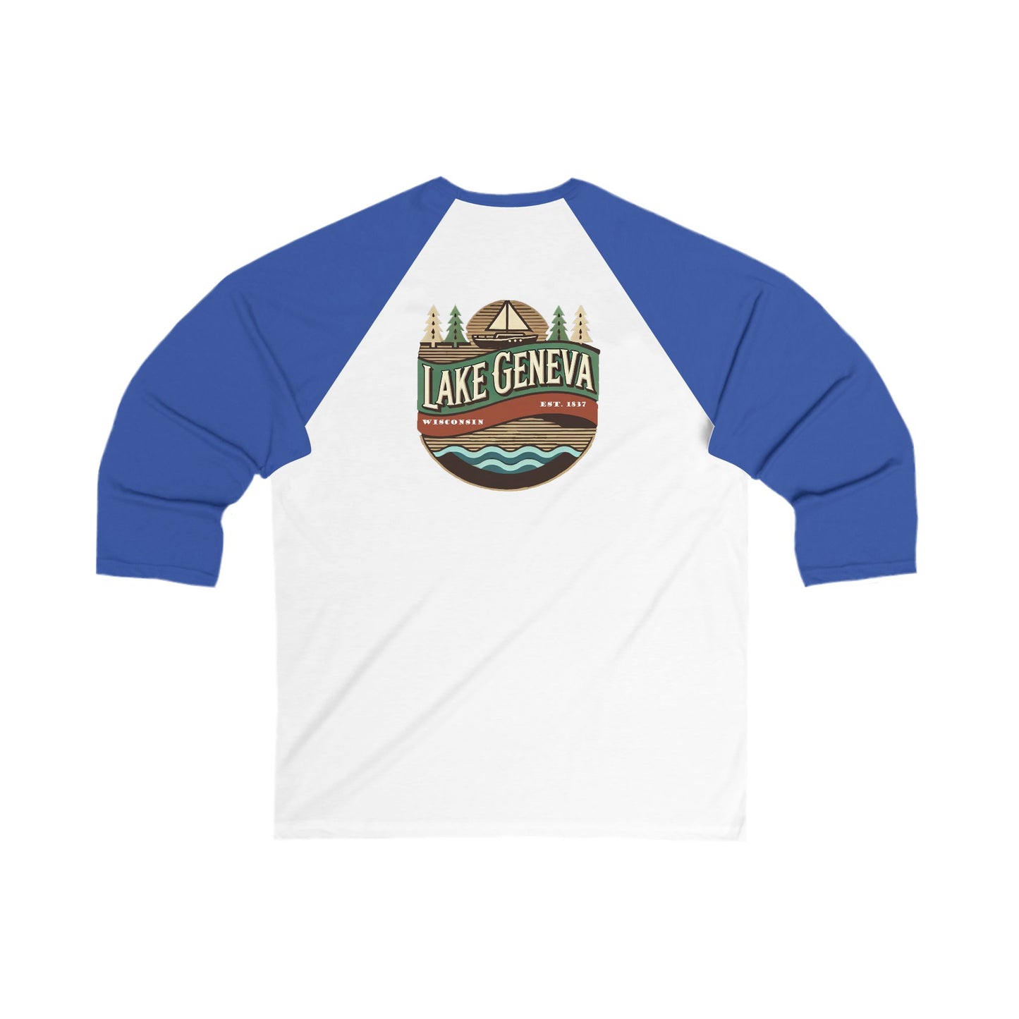 Retro Lake Geneva Men's 3/4 Sleeve Baseball Tee