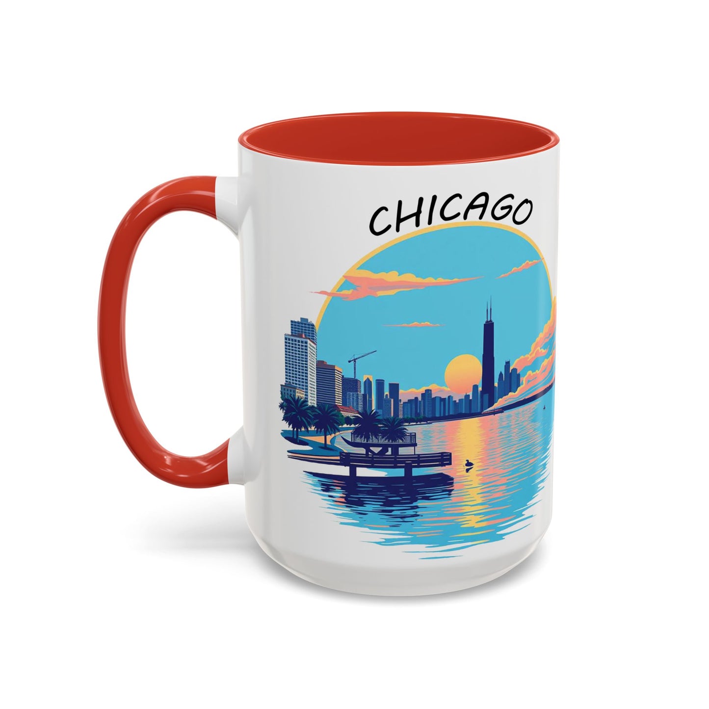 Retro Chicago Sunset Accent Coffee Mug